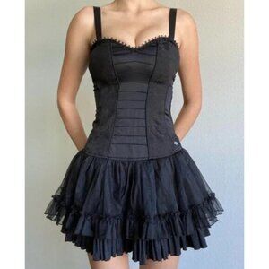 TRIPP NYC Daang Goodman Corset Tutu Pleated Gothic Black Dress  Sz L